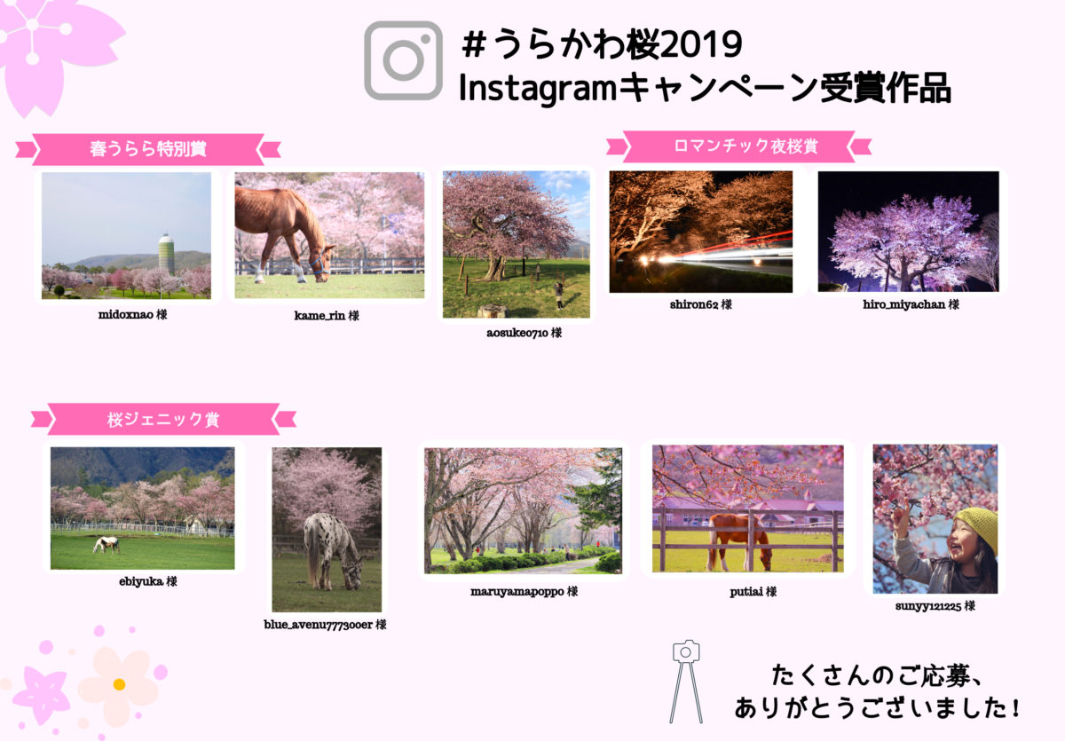 ＃うらかわ桜2019　Instagramキャンペーンの受賞作品発表