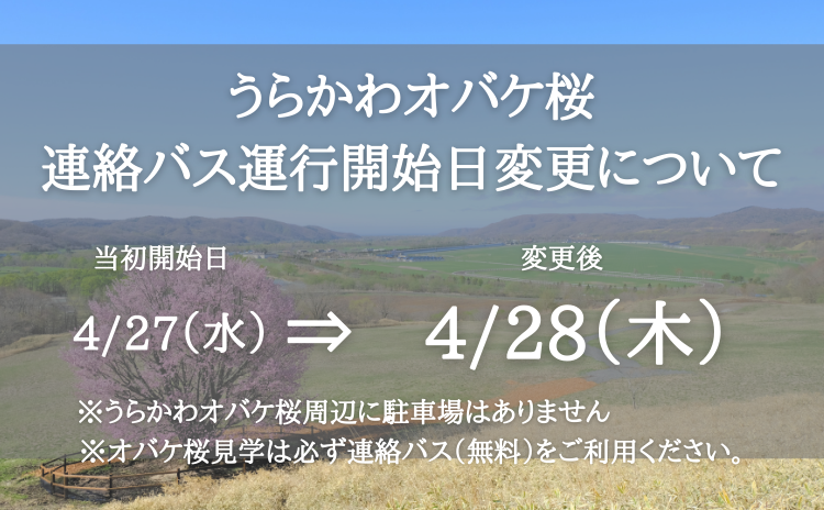 うらかわオバケ桜連絡バス運行開始日変更について